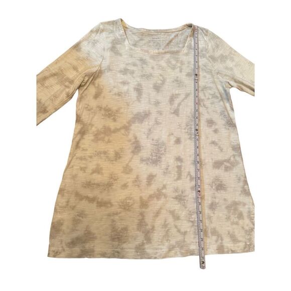 Pure Jill Square Neck Tunic Grey Cream Lagenlook Sz L Tall - Picture 9 of 11